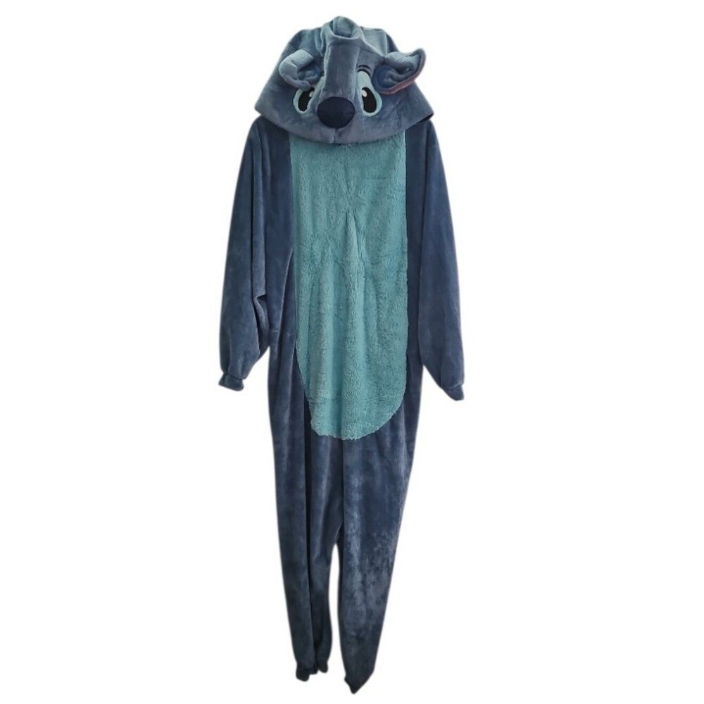Disney Stitch Adult Costume M 38/40 Plush Jumpsuit 3D Hood Halloween Cosplay